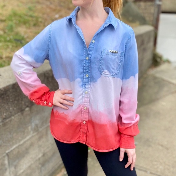 *CUSTOM “JULY4” DYED EMBELLISHED BUTTON DOWN SHIRT - Picture 2 of 7